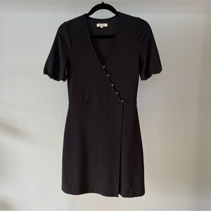 Madewell Black Cross-Front Button Dress